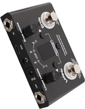 Jeanoko Drum Looper Pedal Compact Metal Phrase Loop Effektpedal med 11 Minuters Inspelningstid för Musiker Svart