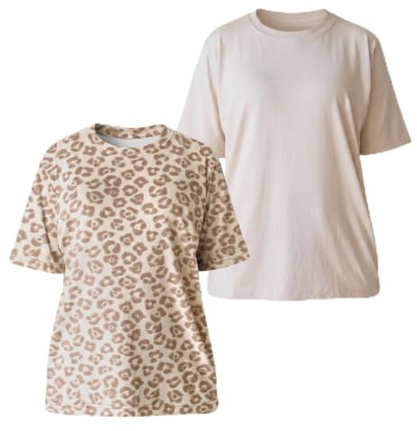 Soulmum T-shirt d'allaitement à manches courtes avec fermeture éclair dissimulée, haut d'allaitement et t-shirt de maternité pour grossesse et allaitement, Lion + gris galet, XL