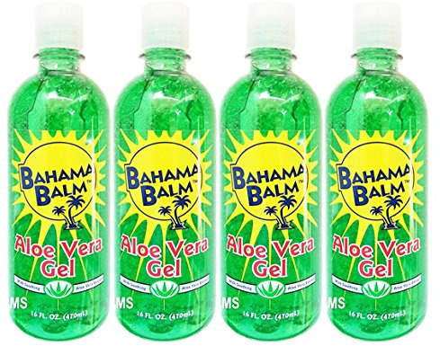 Set of 4 Bahama Balm 16oz Aloe Vera Gel After Sun Skin Care - Cools & Soothes - Helps Minimize Drying and Peeling Skin!