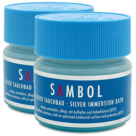 Sambol Silber-Tauchbad 2x 150ml - mit Tauchkorb, Silberschmuckreinigung und Pflege