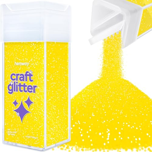 Hemway Craft Glitter Shaker Fluorescent Yellow 130g Ultrafine | for Resin & Epoxy Crafts, Christmas Art Supplies, Nail, Body, Face, Eye, Festival, Crafting, Slime, Sparkle