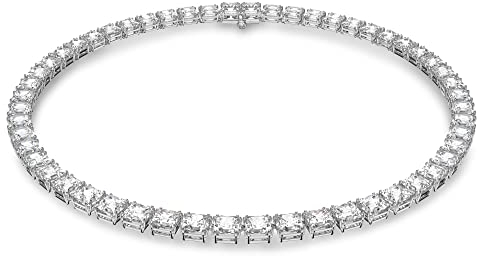 Swarovski Matrix Halskette, Swarovski Zirkonia und Kristall mit Kissenschliff, Weiß, Rhodiniert