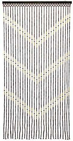 JVL Provence Hanging Wooden Beaded Door, Chevron Curtain Screen, 90cm x 180cm Approx, Multi, 90 x 180cm 11-087CV