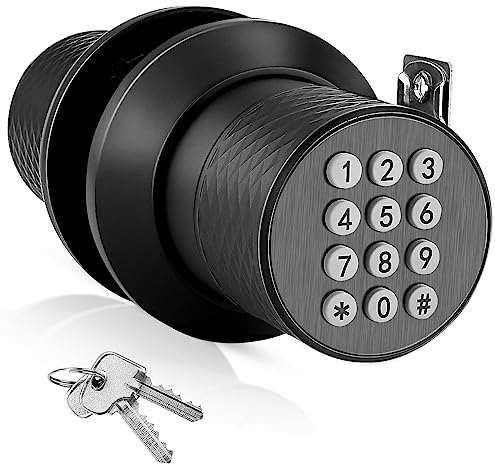 FITNATE Smart Lock Digital Door Lock with Keypad, Electronic Keypad Door Lock with Spare Keys, Great for Home, Hotel and Office (Black)
