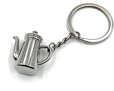 H-Customs Porte-clés en forme de carafe à café antique en argent