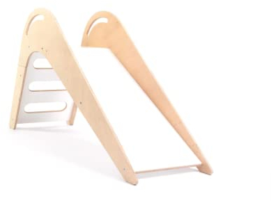 Violove Vio Rutsche - Schöne Kinderrutsche aus Holz, stabil und sicher, für den Außen- Heimgebrauch, Belastbarkeit 50 kg, Weiß, 145x76x43 cm