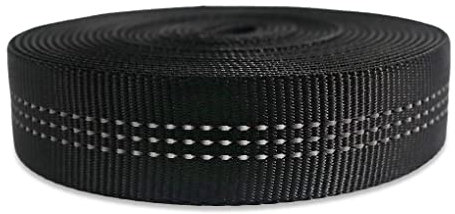 NewDoar UIAA & CE-Zertifiziert 1-Zoll-Nylon-Schlauch-Gurtband/Schlauch-Klettergurt – strapazierfähiger Gurt für Rettung, Klettern, Gurte, Felsarbeiten und Brandbekämpfung (Schwarz 1 Zoll 30 Yard)