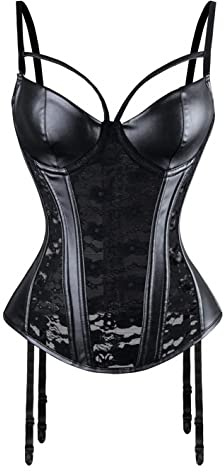 JozAdy Corset Femme Grande Taille Gothique Satin Sein Nu Minceur Lingerie avec Ruban Lacet avec Bretelles