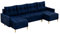 MEBLINI Schlafcouch mit Bettkasten - Ecksofa mit Schlaffunktion - Sofa mit Relaxfunktion und Kissen - Couch U-Form - Eckcouch - SCANDO - 290x140x75cm - Blau Samt