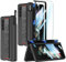 SOUTEM für Samsung Galaxy Z Fold 3 Hülle mit Handschlaufe & Displayschutz & S Pen Slot, Magnetscharnier Stoßstange Schutzhülle Ultra Slim Stoßfest Anti-Kratz für Samsung Z Fold 3(Ohne S Pen),Schwarz