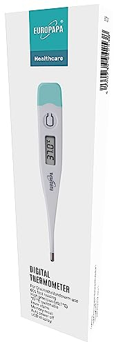 EUROPAPA Termometro Digitale Per Febbre Per Neonati, Bambini E Adulti, Termometro Per Orale, Assilare O Rettale, Impermeabile Con Allarme Febbrile (Verde)