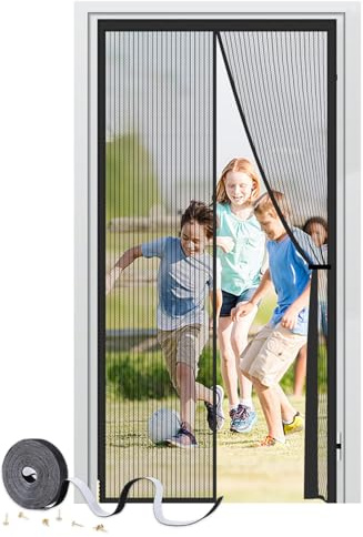 Fly Screen for Doors,Magnetic Bug Mesh Curtain with Powerful Magnets Seal, Durable Polyester Mesh, Full Frame Magic Tape, Insect Protection Door No Gap,Patio Mosquito Screens (80 * 200cm)