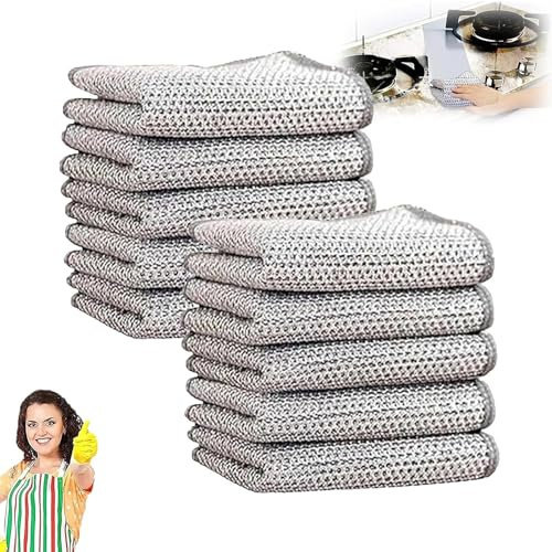 Circularite Lot de 10 chiffons de nettoyage circularite, chiffons de nettoyage en fil métallique, chiffon à récurer électrique, chiffons de nettoyage miracle multi-usages en fil métallique Stellaya