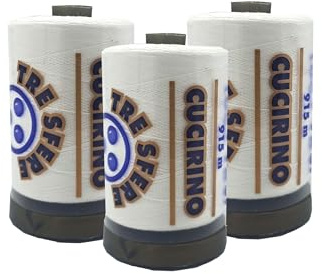 filo da cucito a macchina N.50 qualita top oro 1000Yds - 915 metri cotone egiziano (bianco - 3x)