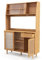 GIANTEX Küchenbuffet mit Aufsatz, Küchenschrank Buffetschrank Bambus, Vitrinenschrank Hochschrank mit Rattantür & Schiebetür & Schublade, Vorratsschrank mit Glashalter, Mehrzweckschrank 120x35x175 cm