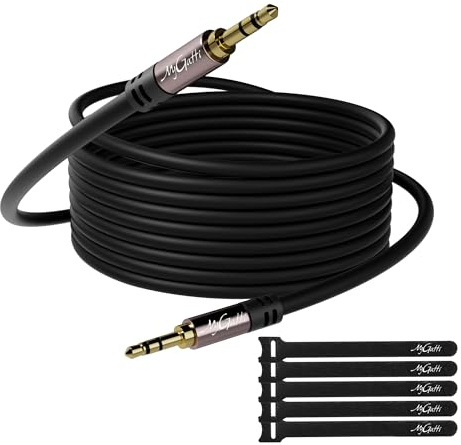 Mygatti Cable auxiliar jack de 3,5 mm-7.5 metros,negro cable Mini jack estéreo,Conectores Metálicos,para coche,auriculares,teléfono móvil,tabletas,altavoces, reproductores MP3/MP4,etc.