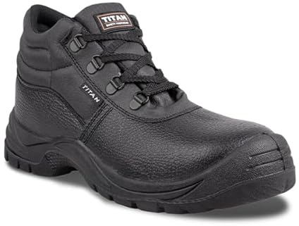Titan Safety Footwear Mercury SBP SRC Leather Chukka Work Boots, Men's Unisex Work Utility Footwear, Steel Toe Cap, Anti-Slip, Lightweight, Black Size 4