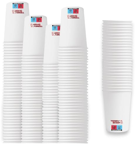 Terryshop74 200 vasos de papel XXL 210 ml color mayólica bonitos colores frescos de verano para bebidas frías y calientes 200 unidades (200 unidades blancas 210 ml)
