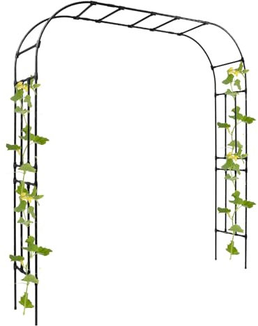 Arco para rosas galvanizado, arco de jardín de metal, enrejado para jardín, arco de rosas para rosas y plantas trepadoras, plantas de apoyo (240 x 210 x 40 cm)