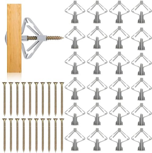 50 Stück Hohlraumdübel Butterfly,Gipskartondübel mit Schrauben,Dübel Rigipswand,Selbstbohrender Gipskartondübel,Trockenbaudübel,Einfache Montage in Gipskarton und Gipsfaserplatten
