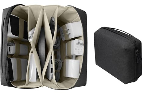 Elektronisk arrangör, vattentät kabelväska för resor, praktisk tech pouch väska, kompakt för powerbank, hårddisk, laddare, svart