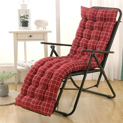 Hearda Liegenauflage, Auflage Gartenliege Bequeme Sonnenliege Auflage Klappbar Antirutsch Liegestuhl Polsterauflage Dicke Sitzauflagen für Deckchair (Rot kariert,120 * 48 * 8cm)