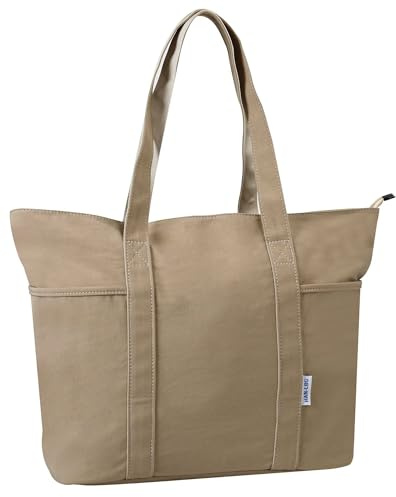 HAN-LBG Tote Bags for Women with Zip, Multiple Pockets Beach Bags, Solid Work Handbags for Shopping Travel Daily Gym School