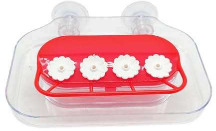 Fenteer Mangiatoia per Colibrì da Finestra con Ventose Resistenti, da Appendere, 10 Once, Facile da Riempire, Stazione d'Acqua per Uccelli, Vassoio Rimovi