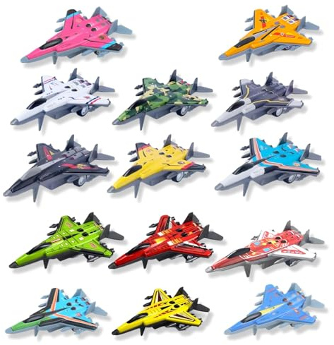 14Pcs Airplane Toys for 2 3 4 5 6 + Year Old Boys, Military Camouflage Fighter Model Aircraft Aeroplane Toys 4 In, Kids' Play Airplanes Party Bag Fillers for Kids Christmas Party Favors Birthday Gift