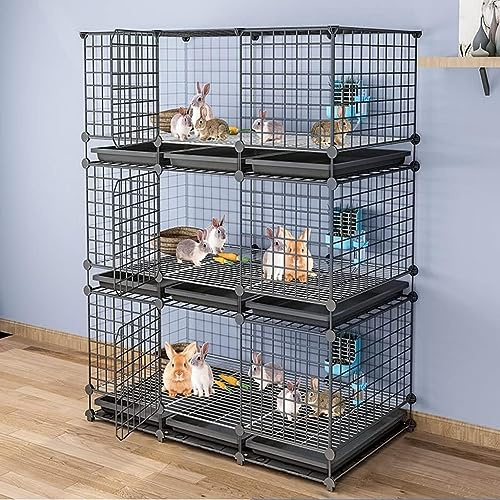 Jaula de conejo de interior – Corralito de metal para mascotas con puerta, ideal para animales pequeños como conejos, erizos y gatos
