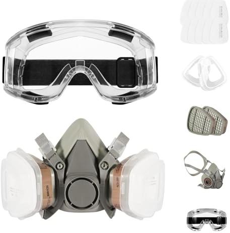 GLOSKIN Maschera,Maschera Antipolvere di Polvere con Filtro,Maschera Verniciatura Sostituibile Può Essere Riciclata per Prevenire Efficacemente L'inalazione di Gas Irritanti e Polvere. Pittore