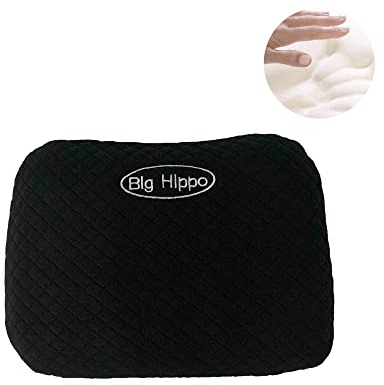 Big Hippo Coussin de voyage en mousse à mémoire de forme avec housse amovible Coussin de camping doux Coussin de sieste confortable pour l'école, le bureau, les voyages, le camping – Noir (1 pièce)