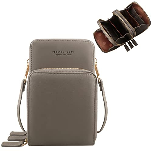 Piccola borsa del telefono crossbody per le donne, cellulare, portafoglio borsetta,Leggero PU pelle multi scomparto a tracolla con slot per schede cinghia regolabile