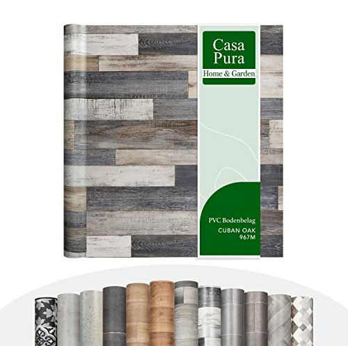 Casa Pura | Revêtement de Sol CV Plaza - Extra résistant - Vendu au mètre (expansé), linoléum pour viyl Auto-posé - Cuban Oak Mix 967M - Aspect Bois élégant (200 x 800 cm)