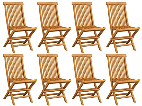 vidaXL Lot de 8 Chaises de Jardin Pliables, Sièges de Terrasse, Chaises de Balcon, Meubles de Patio Extérieur, Bois de Teck Massif