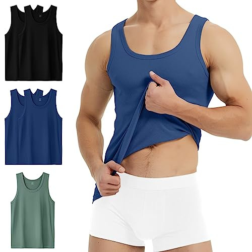 YouShow Camiseta Tirantes Hombre Pack 3/5 100% Algodón Interior Hombre | Ideal como camiseta interior o prenda exterior, transpirable, ajuste cómodo, diseño sin etiqueta, para uso diario