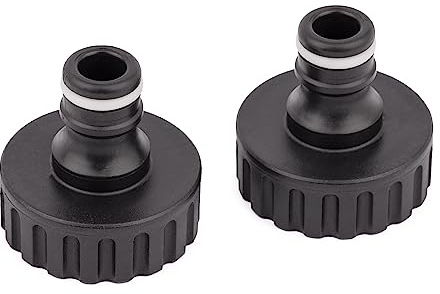 Mivos Lot de 2 raccords de robinet pour robinets avec filetage extérieur BSP 1 (33,3 mm) – Raccord de robinet avec raccord rapide pour tuyau d'arrosage – Fabriqué en plastique recyclé à 90 %