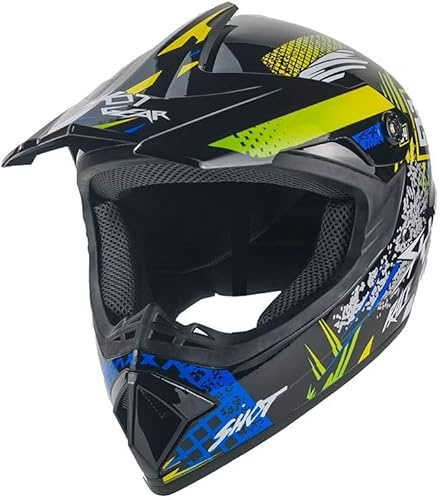 Kinder Crosshelm Hot-Shot AHP – Motorradhelm für Kinder, ABS-Schale, robuster Kinderhelm für Downhill, Quad und Motocross, Blau, Größe S, 53 – 54 cm