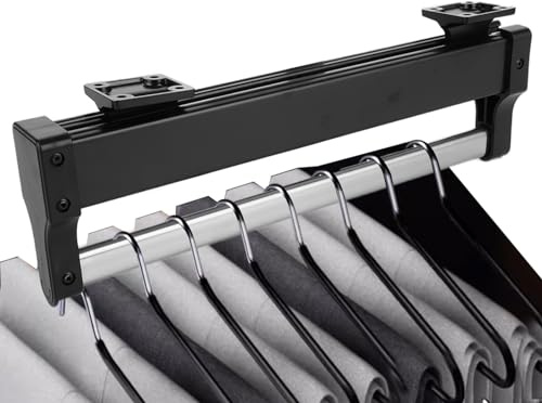 WOPPLXY Asta appendiabiti nera allungabile, 292 – 590 mm, in acciaio allungabile, per appendere vestiti, borse e cravatte