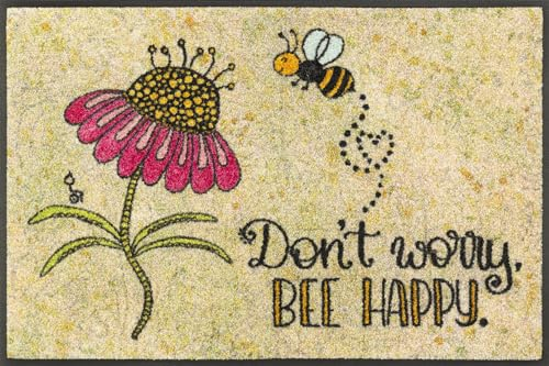 wash+dry Fußmatte, Bee Happy 50x75cm, innen und außen, waschbar, bunt