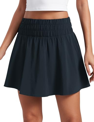 CRZ YOGA Gonne da Tennis fluide a Vita Alta per Donna Skorts da Golf a Pieghe True Navy 44