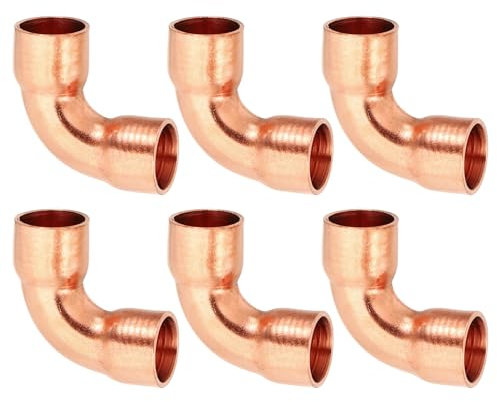 PATIKIL Raccordo a Compressione Gomito in Rame da 5/16 Id, Spessore 0.8mm, 6pz Raccordo per Tubo in Rame Puro 99,9% Raccordo per Tubo a Raggio Corto con Connessione a Saldare per Hvac