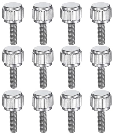 QUARKZMAN 12 viti per pollice zigrinate, M2,5 x 8 mm, in acciaio inox, rotonde a testa piatta, per utensili di misurazione, accessori, colore argento