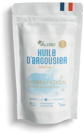 Huile d'Argousier Bio | Hydratation de la Peau et des Muqueuses I Riche en Oméga 3, 6, 7 & 9 | 60 Capsules I Fabriqué en France I Valebio