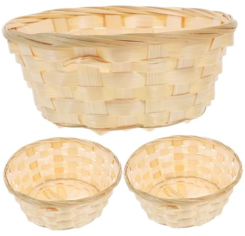 iplusmile 3Pcs Woven Storage Baskets Natural Handmade Snack and Egg Holders Lightweight Sundries Organizers for Home Kitchen Decor and Gift