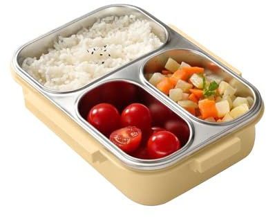 Generico Portapranzo Per Bambini | Portamerenda In Acciaio Inossidabile - Astuccio Antigoccia a 3 Scomparti per Bambini Scuola Asilo Materna Pranzo Viaggio Picnic Cena Auto Aereo
