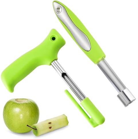 Togli Torsolo Mela, 2 Pezzi Levatorsolo per Mele e Pere, in Acciaio Inox per Alimenti, Leva Torsoli Frutta e Verdura, resistente per pere, peperoni, mele Fuji, Honeycrisp