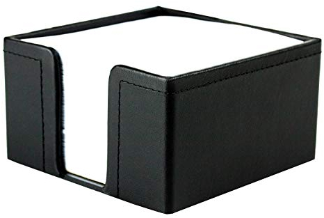DELMON VARONE - Zettelkasten Premium Leder Boxcalf schwarz, Zettelbox inkl. 500 Blatt Papier, Notizzettelbox in Echtleder für Schreibtisch & Büro, Ideal zum Notieren von Gedanken, Ideen & Notizen