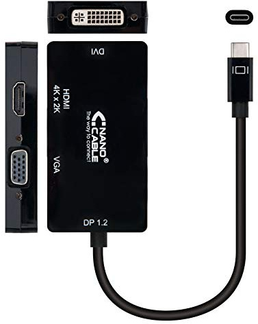 CONVERSOR NANO CABLE USB-C A VGA/DVI/HDMI 3 EN 1 USB-C/M-VGA/H- DVI/H-HDMI/M