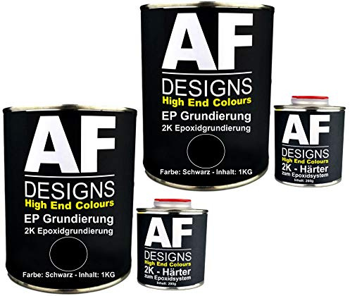 Alex Flittner Designs Epoxidfüller 2 x 1,20kg 2K Grundierung Füller EP Füller in schwarz für Autolack Rostschutz